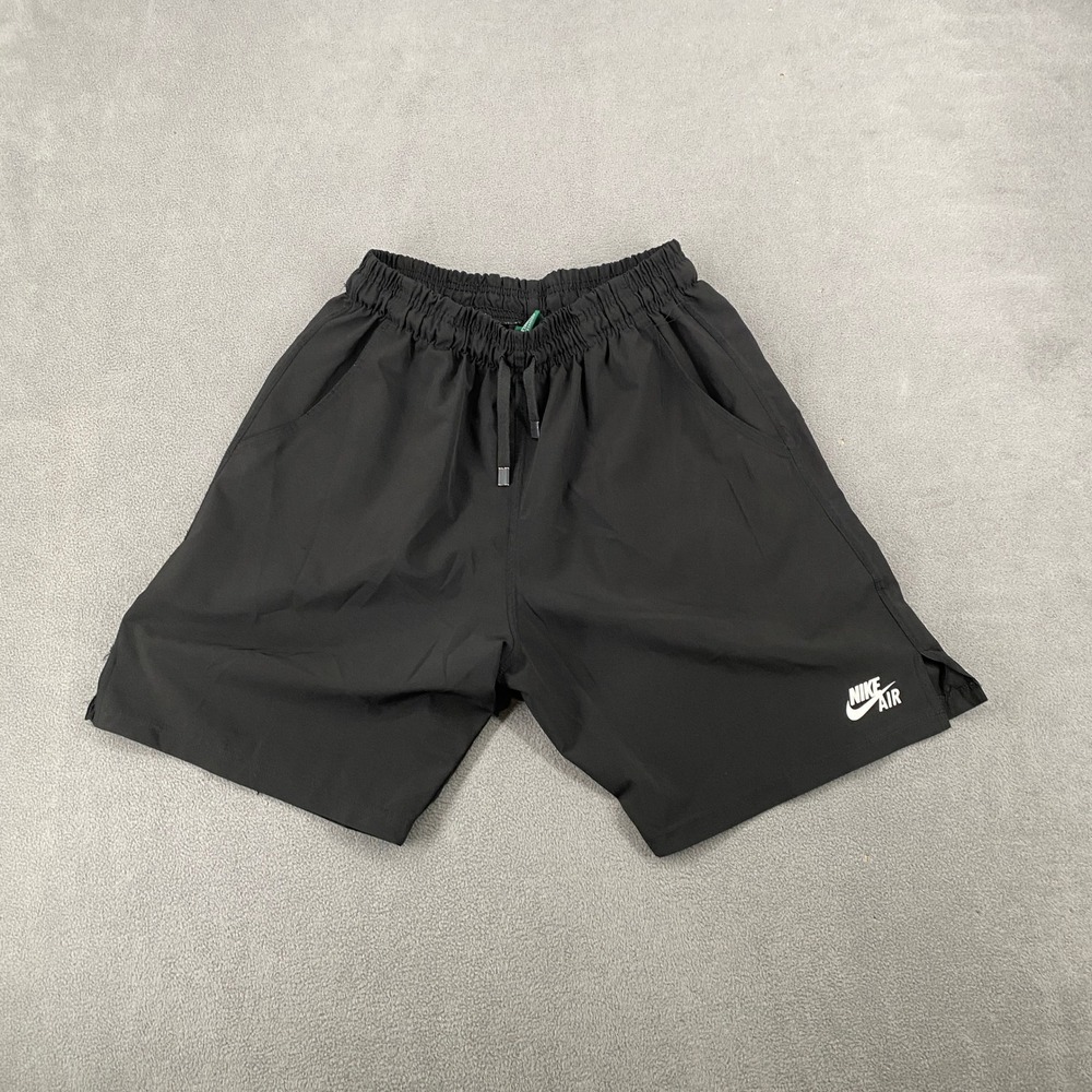 Y2K Nike Air Mens Athletic Shorts Black Elastic Waist Drawstring Pockets 6929
